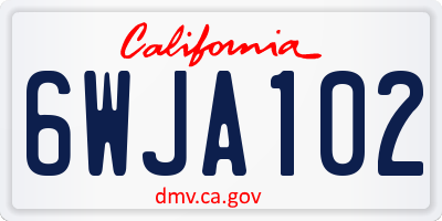 CA license plate 6WJA102