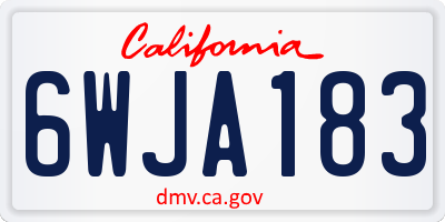 CA license plate 6WJA183