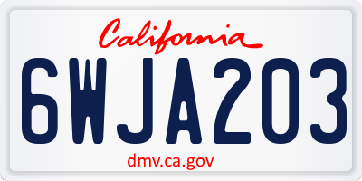 CA license plate 6WJA203
