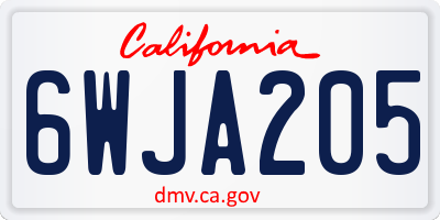 CA license plate 6WJA205
