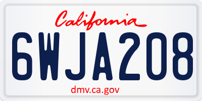 CA license plate 6WJA208