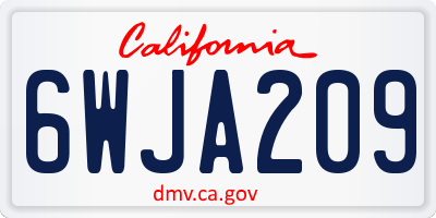 CA license plate 6WJA209