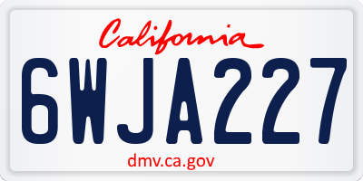 CA license plate 6WJA227