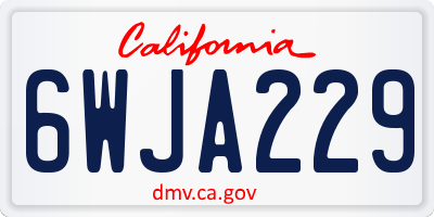 CA license plate 6WJA229