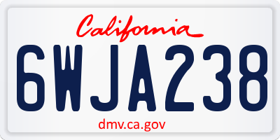 CA license plate 6WJA238