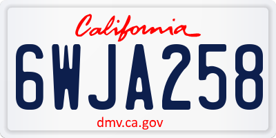 CA license plate 6WJA258