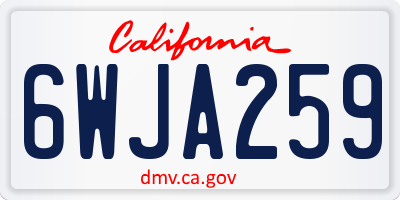 CA license plate 6WJA259