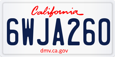CA license plate 6WJA260