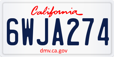 CA license plate 6WJA274
