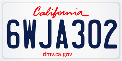 CA license plate 6WJA302