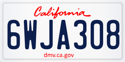CA license plate 6WJA308