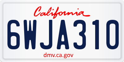CA license plate 6WJA310