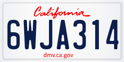 CA license plate 6WJA314
