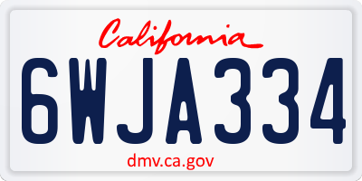 CA license plate 6WJA334