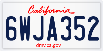 CA license plate 6WJA352