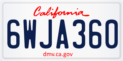 CA license plate 6WJA360