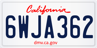 CA license plate 6WJA362