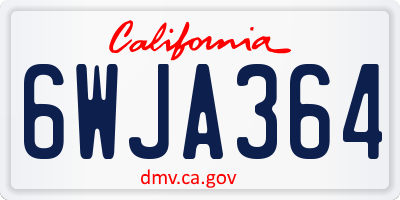 CA license plate 6WJA364