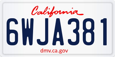 CA license plate 6WJA381
