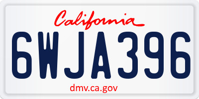 CA license plate 6WJA396