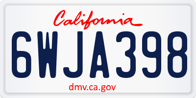 CA license plate 6WJA398