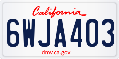 CA license plate 6WJA403