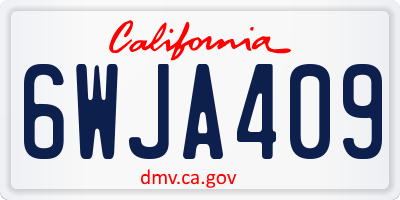 CA license plate 6WJA409