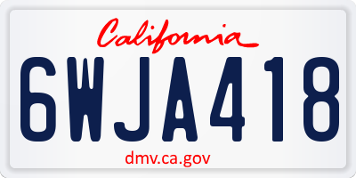 CA license plate 6WJA418