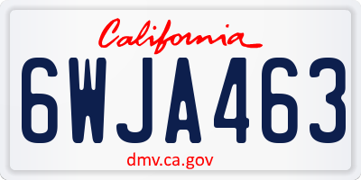 CA license plate 6WJA463