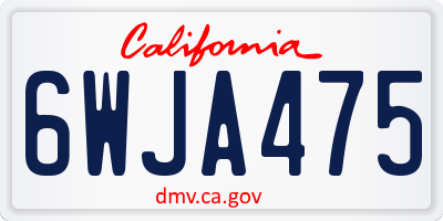 CA license plate 6WJA475