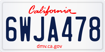 CA license plate 6WJA478