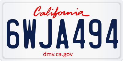 CA license plate 6WJA494