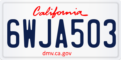 CA license plate 6WJA503