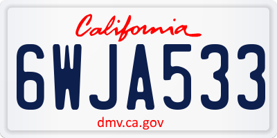 CA license plate 6WJA533
