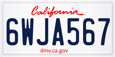 CA license plate 6WJA567
