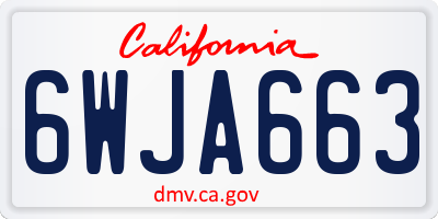 CA license plate 6WJA663