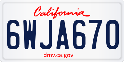 CA license plate 6WJA670