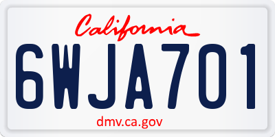 CA license plate 6WJA701