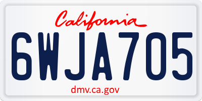 CA license plate 6WJA705
