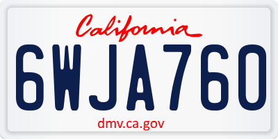 CA license plate 6WJA760