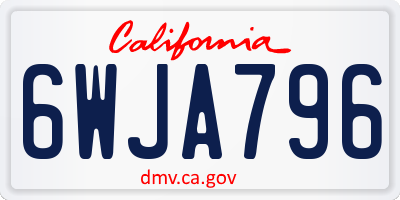CA license plate 6WJA796