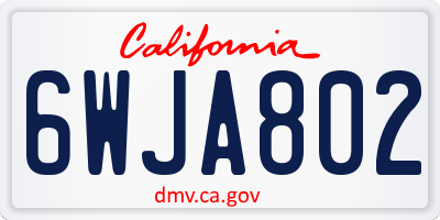 CA license plate 6WJA802