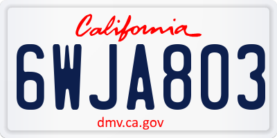 CA license plate 6WJA803