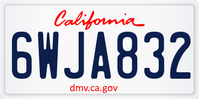 CA license plate 6WJA832