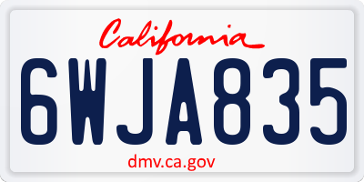 CA license plate 6WJA835