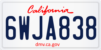 CA license plate 6WJA838