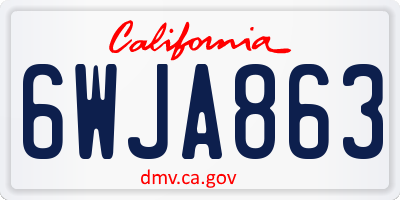 CA license plate 6WJA863