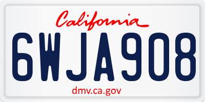 CA license plate 6WJA908