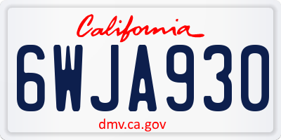 CA license plate 6WJA930