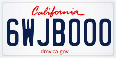 CA license plate 6WJB000